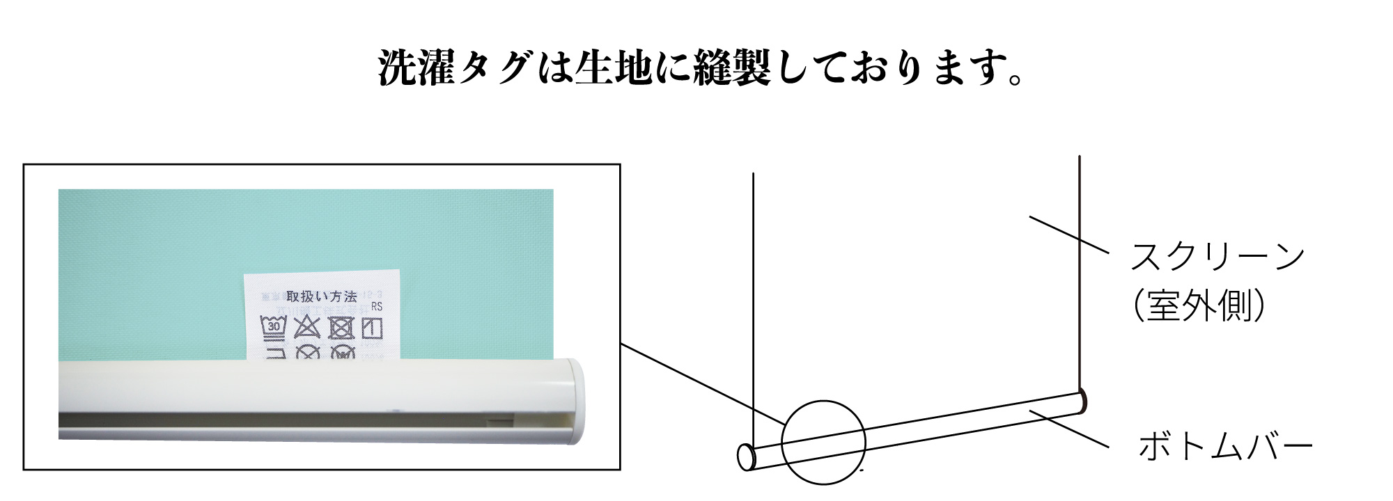 洗濯タグは生地に縫製しております。