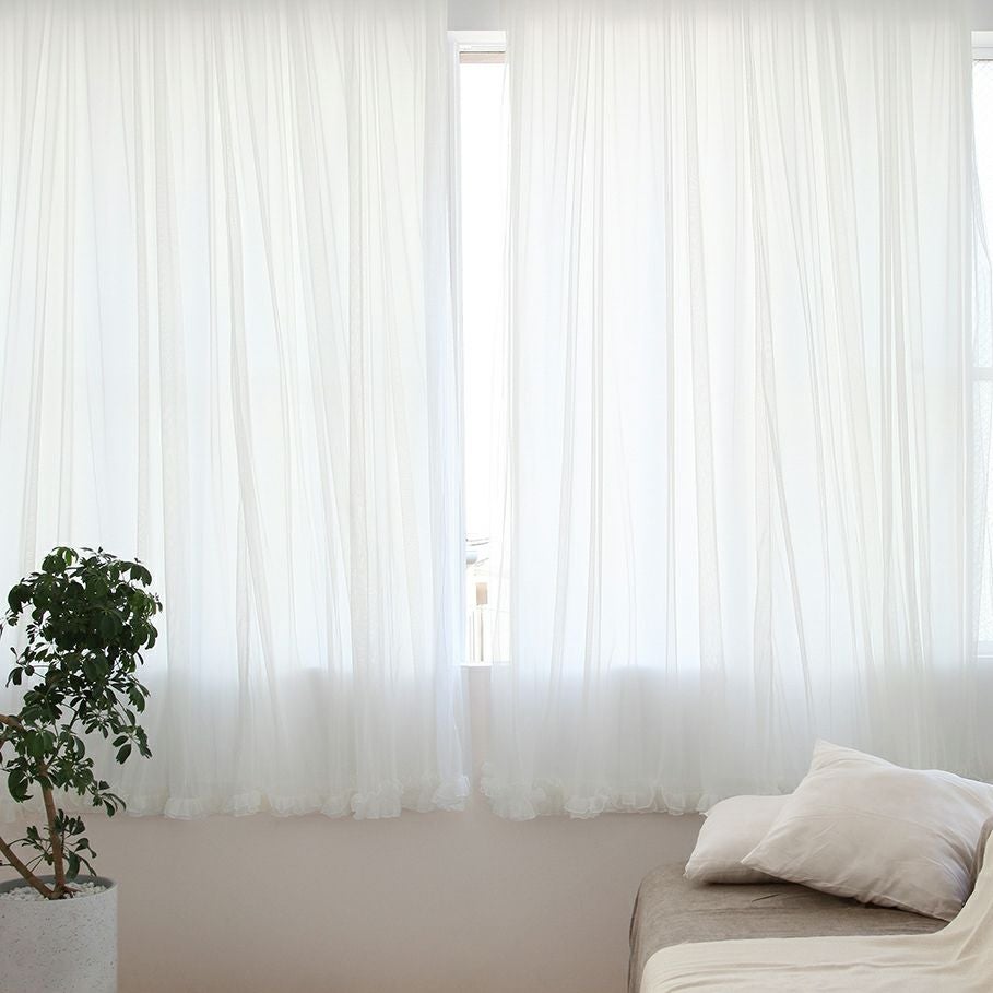 メローフリル（海外受注生産品）】 洗濯可 フリルカーテン 一体型