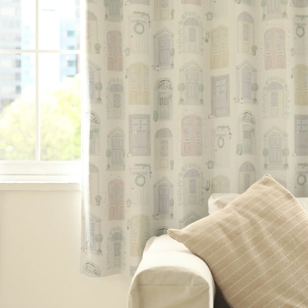 ポップフルーツ】遮光2級 洗濯可 フルーツ柄 ドレープカーテン