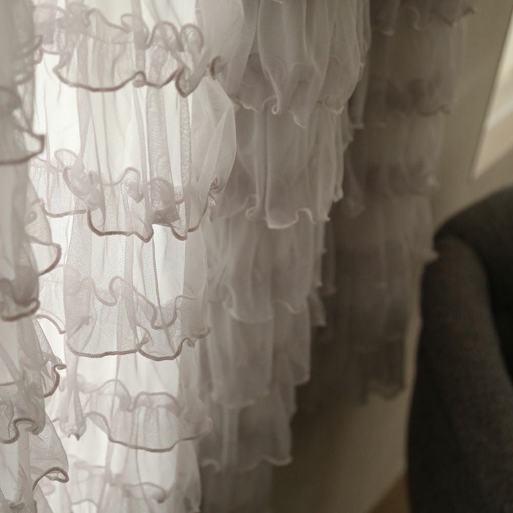 カラードフルフリル（海外受注生産品）】洗濯可 フリルカーテン レース