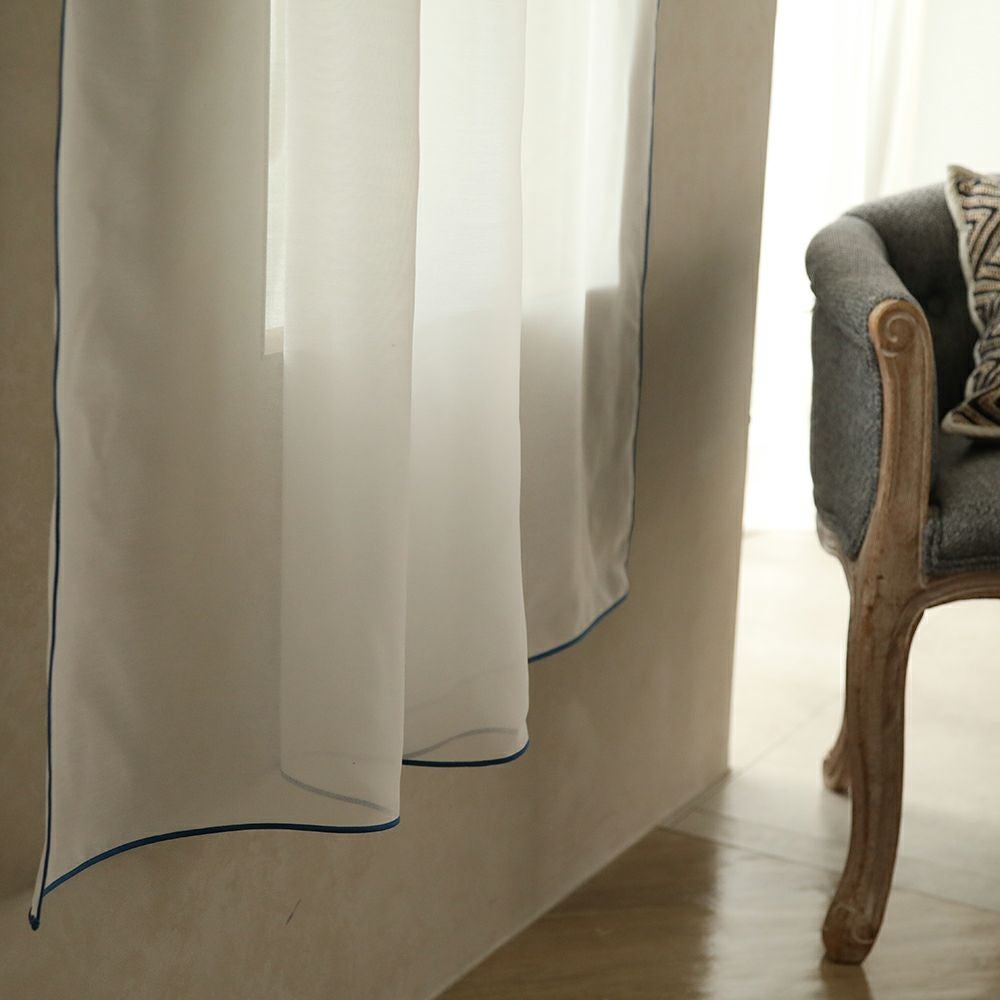 【VENIRC】トリプルパイピング ホワイトレースカーテン　2枚セット トリプルパイピング】選べる20色 防炎 パイピング レースカーテン