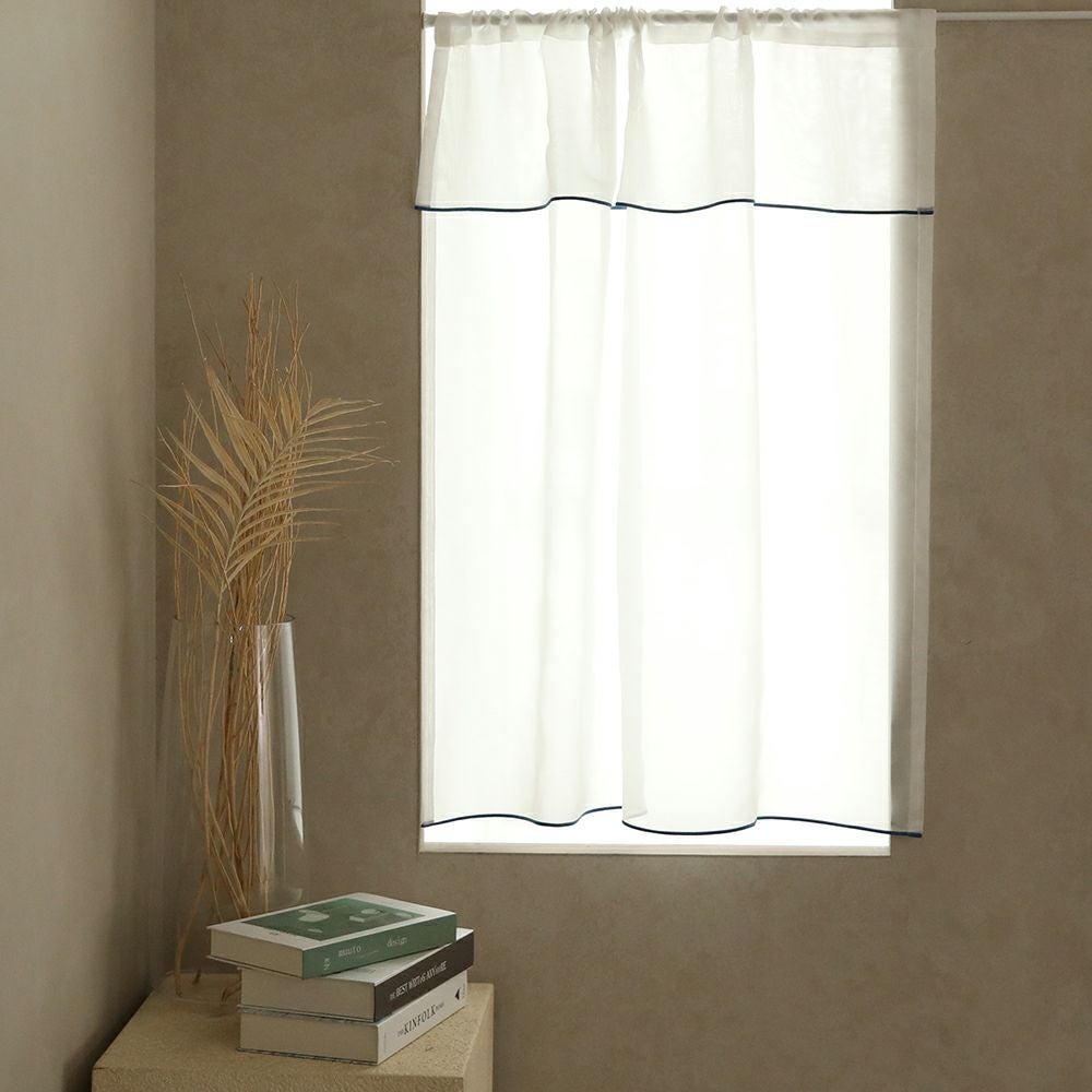 ポール通しタイプ カフェカーテン【ラップパイピング】選べる20色 防炎