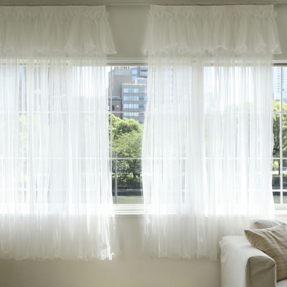 クルクルフリル（海外受注生産品）】 洗濯可 フリルカーテン レース