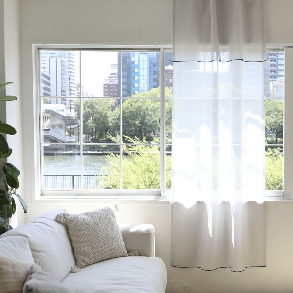 カラードラップパイピング】選べる2色 防炎 パイピング レースカーテン