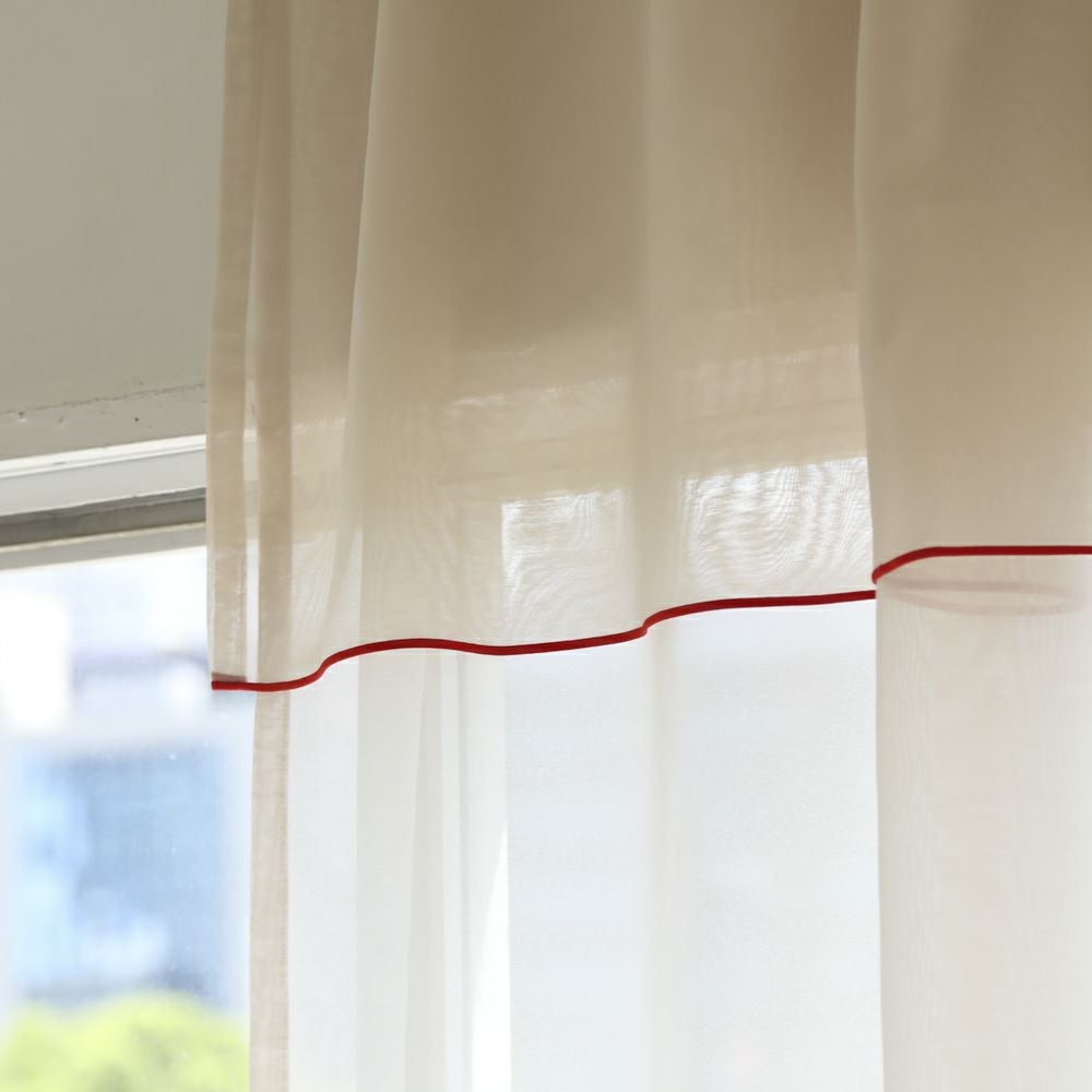 カラードラップパイピング】選べる2色 防炎 パイピング レースカーテン