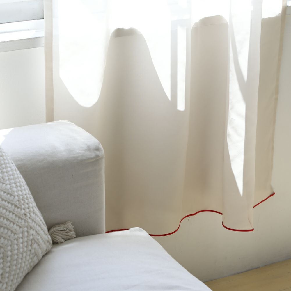 カラードラップパイピング】選べる2色 防炎 パイピング レースカーテン